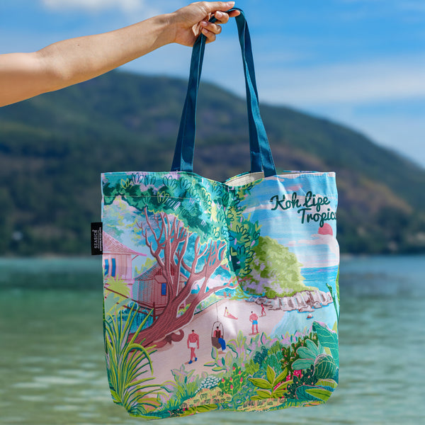 TROPICAL KOH LIPE SHOULDER TOTE BAG – 100% POLYESTER