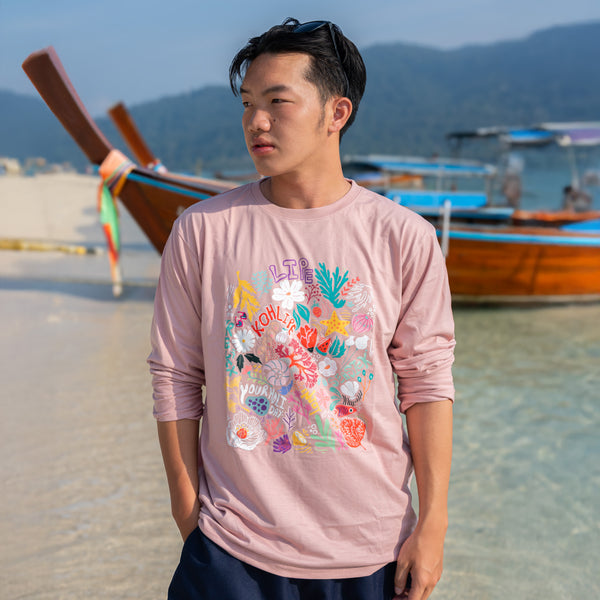 Unisex-Pink Coral Long Sleeves