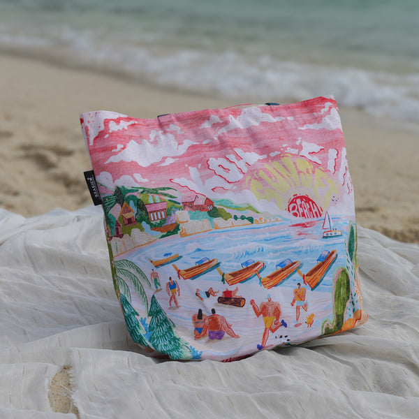 SUNSET KOH LIPE SHOULDER TOTE BAG – 100% POLYESTER