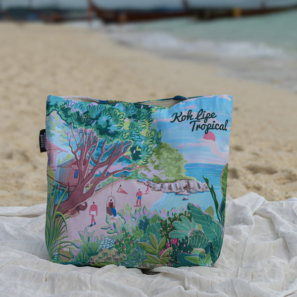 TROPICAL KOH LIPE SHOULDER TOTE BAG – 100% POLYESTER