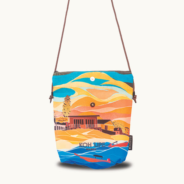 กระเป๋าสะพายข้าง แบบพับได้ ลายหาดพัทยา เกาะหลีเป๊ะ : [PATTAY BEACH ] FOLDABLE BAG NO4
