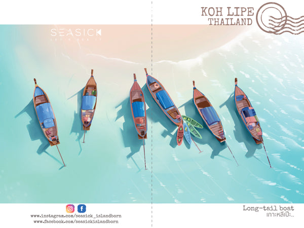 Postcard Long-tail boat on the white sand dunes KOH LIPE_05
