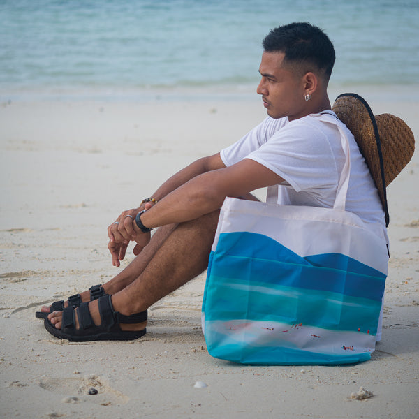 กระเป๋าถุงผ้าโพลีเอสเตอร์ [Lipe white sand dune : Foldable shopping bag]