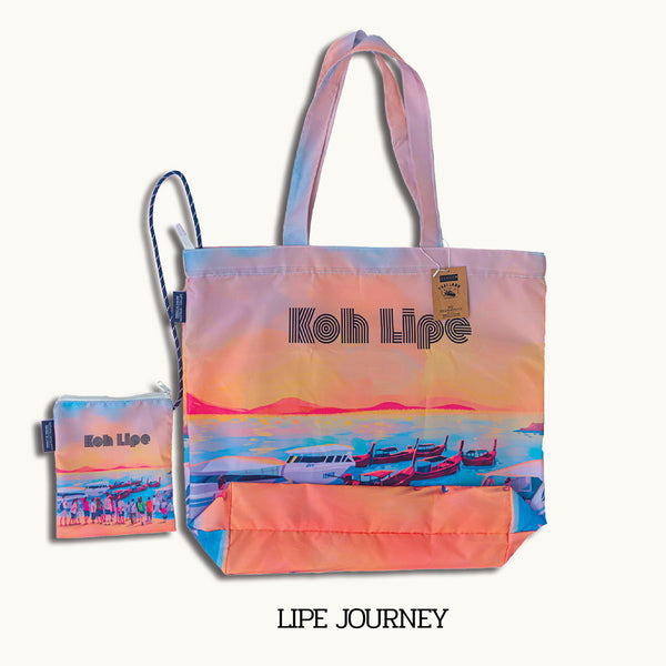 กระเป๋าถุงผ้าโพลีเอสเตอร์ [Lipe Journey : Foldable shopping bag]