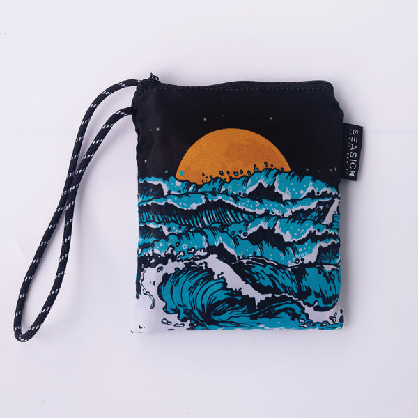 กระเป๋าถุงผ้าโพลีเอสเตอร์  [Midnight Waves : Foldable shopping bag]